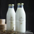 1 Liter Clear Glass Pure Milk Bottles with Tin Lids